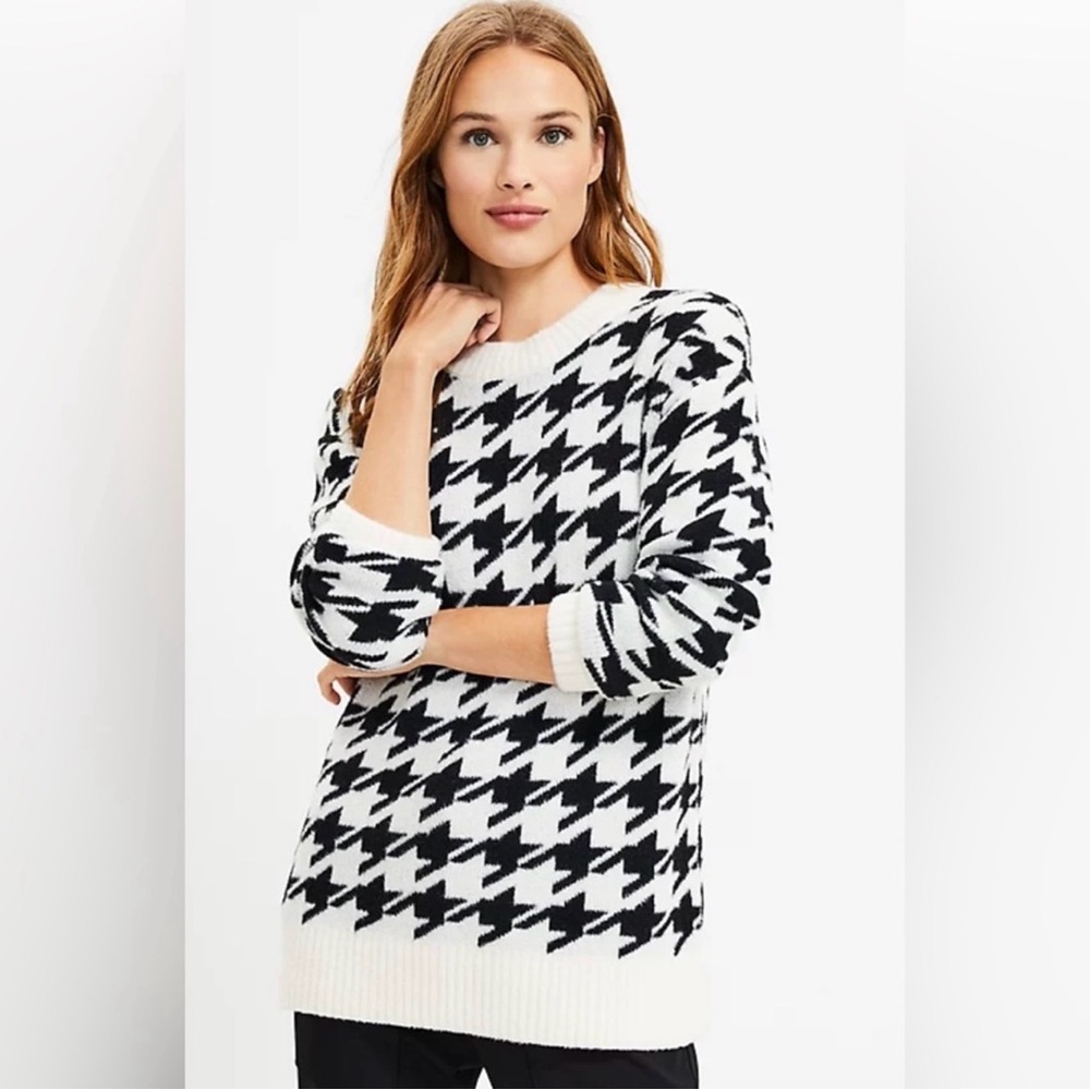 Lou & Grey Black and White Houndstooth Sweater